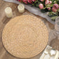 6 Pack Wheat Woven Rattan Print Disposable Dining Table Mats, 13" Round Cardstock Paper Placemats - 700 GSM