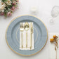 25 Pack | 13inch Dusty Blue Gold Rim Sunray Heavy Duty Paper Serving Plates