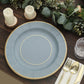 25 Pack | 13inch Dusty Blue Gold Rim Sunray Heavy Duty Paper Serving Plates