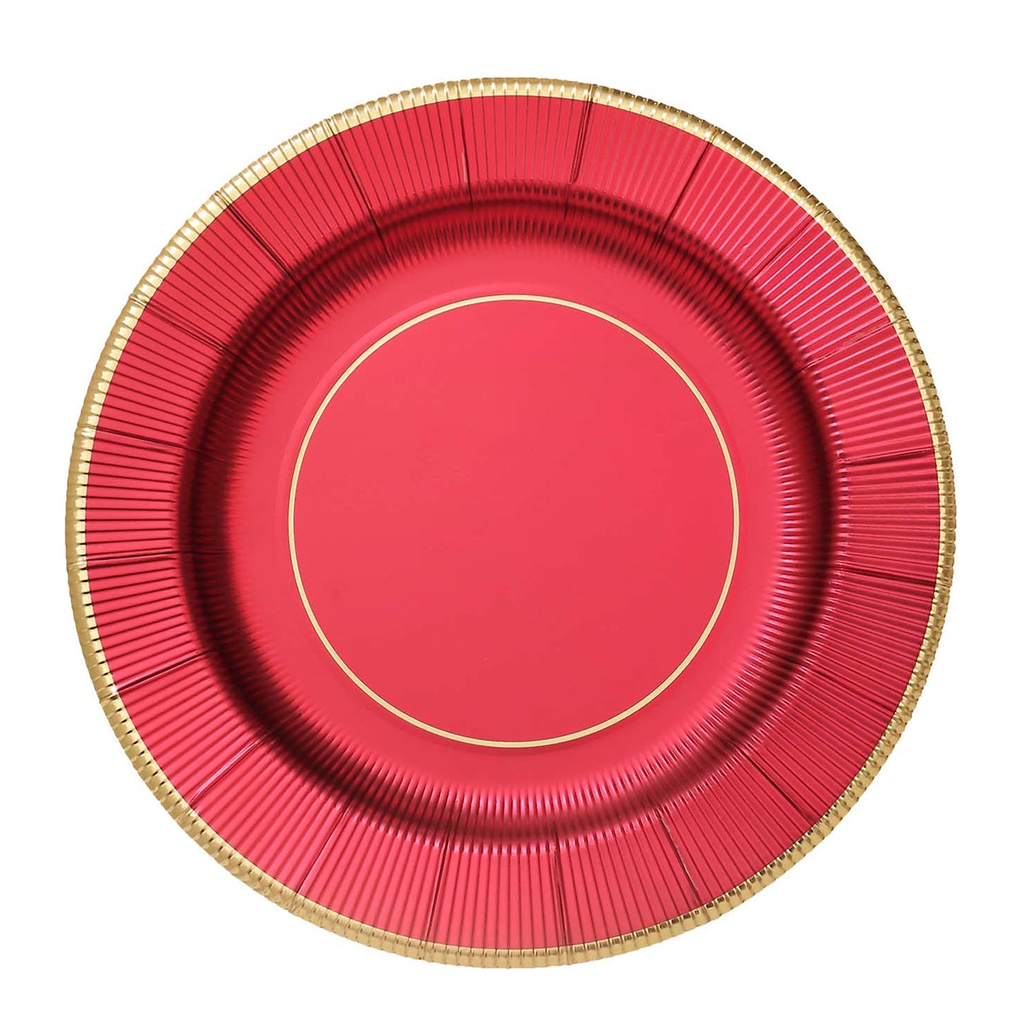 25 Pack | 13inch Burgundy Sunray Disposable Serving Plates, Heavy Duty Charger Plates#whtbkgd