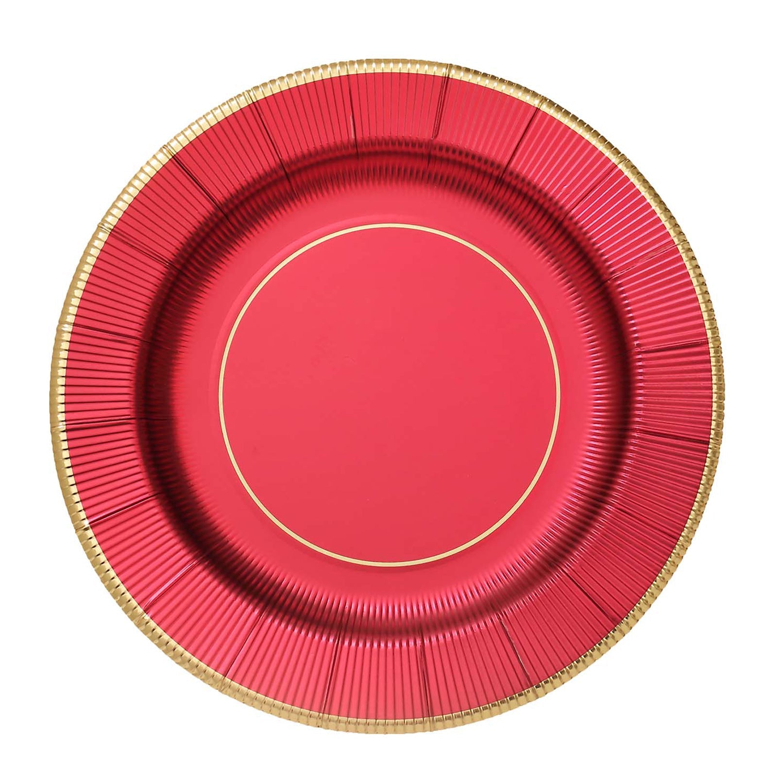 25 Pack | 13inch Burgundy Sunray Disposable Serving Plates, Heavy Duty Charger Plates#whtbkgd