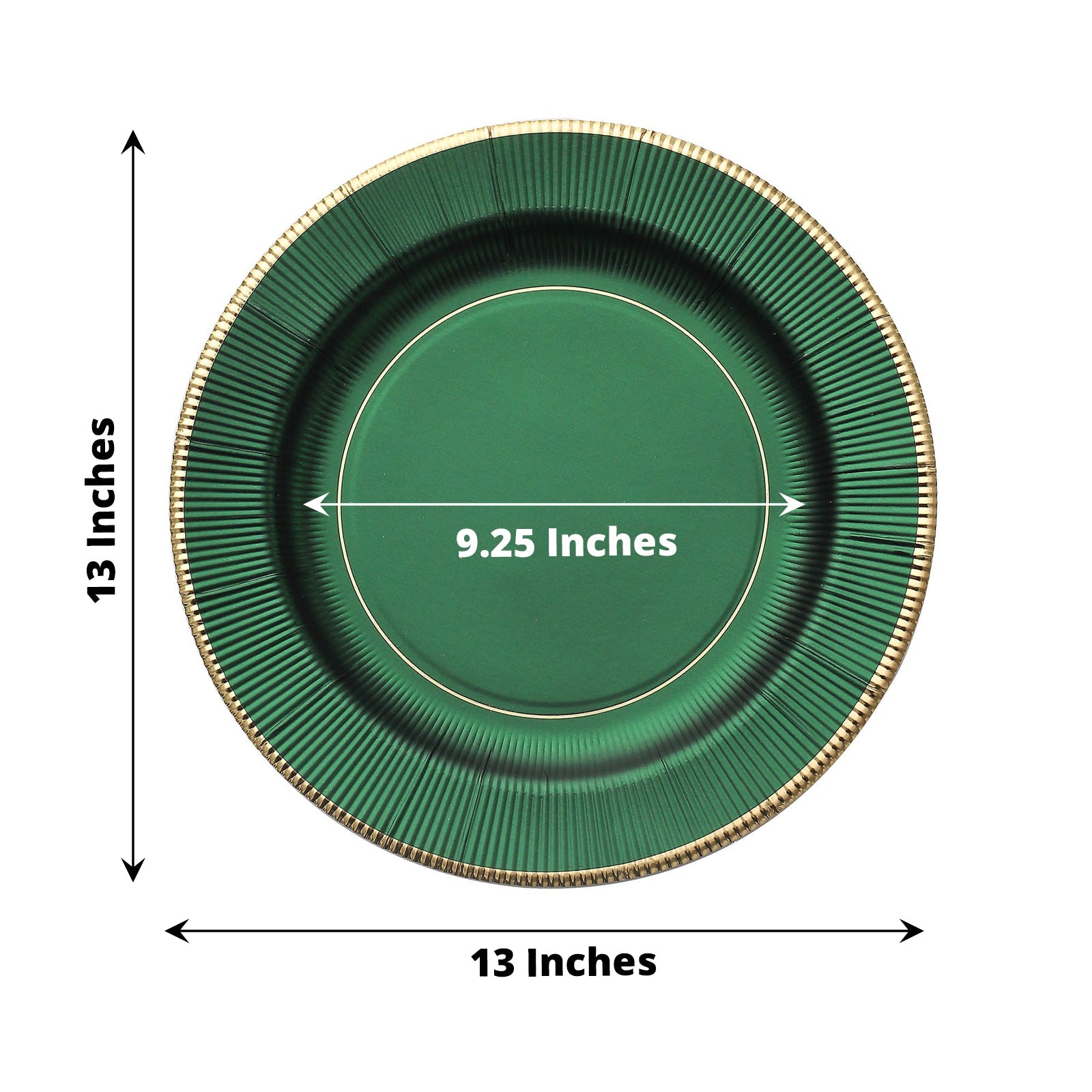25 Pack | 13inch Hunter Emerald Green Sunray Disposable Serving Plates