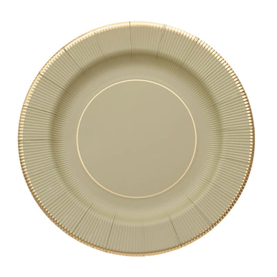 Elevate Your Table Setting with Khaki Gold Rim Charger Plates