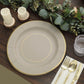 25 Pack | 13inch Taupe Gold Rim Sunray Heavy Duty Paper Serving Plates