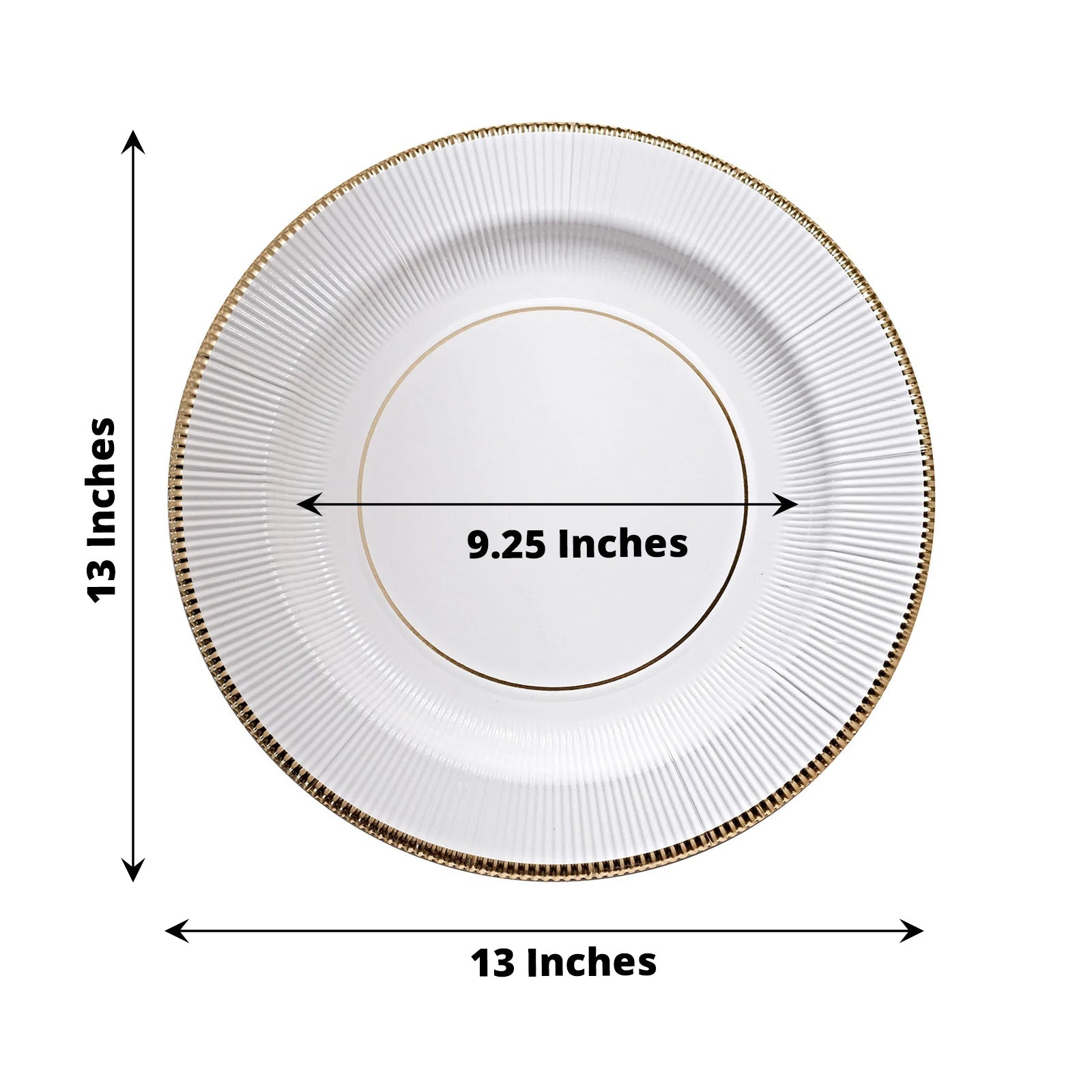 Sunray Design 13 Inch White Cardboard Disposable Charger Plate with Gold Edges Serving Tray