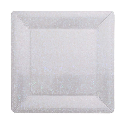 13 Inch Size Square Wide Rim Style Cardboard Charger Plates Iridescent 10 Pack#whtbkgd