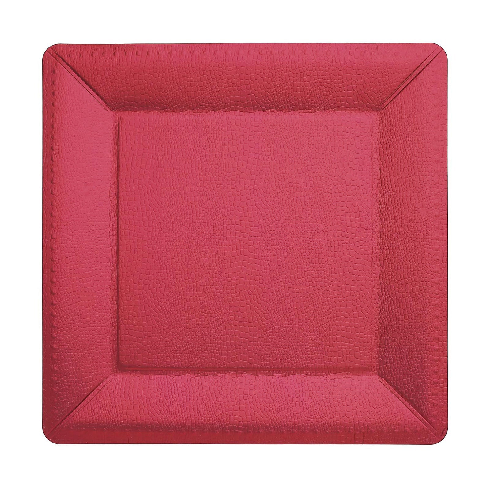 13 Inch Size Square Burgundy Cardboard Charger Plates With Leathery Texture Design#whtbkgd