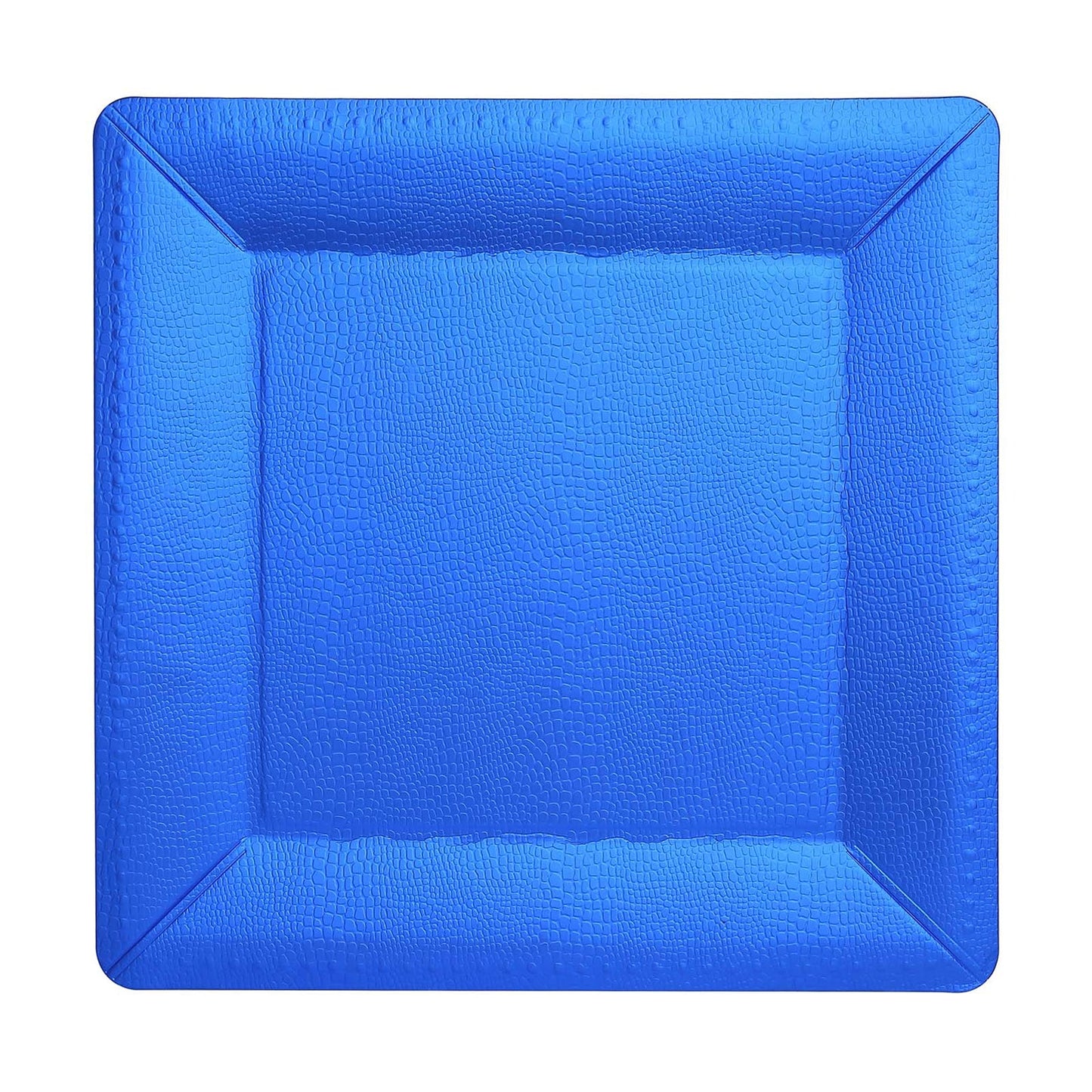 13 Inch Size Square Royal Blue Cardboard Charger Plates With Leathery Texture Design#whtbkgd