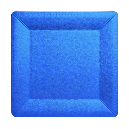 13 Inch Size Square Royal Blue Cardboard Charger Plates With Leathery Texture Design#whtbkgd