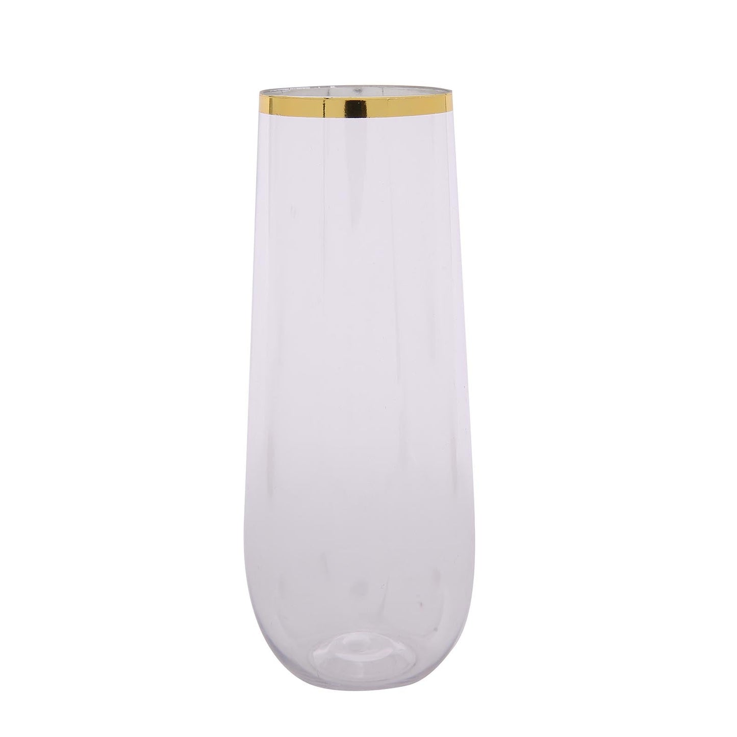 9 OZ Gold Stemless Disposable Plastic Champagne Flutes 6 Pack#whtbkgd