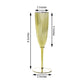 Metallic gold 5oz disposable champagne flutes, perfect for celebrations.