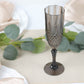 6 Pack | 8oz Black Crystal Cut Reusable Plastic Wedding Flute Glasses, Shatterproof Champagne Toast Glasses