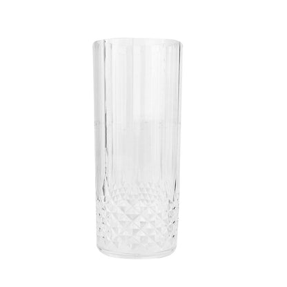 14oz Reusable Clear Plastic Cocktail Tumblers with Crystal Cut Design 6 Pack#whtbkgd
