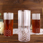 6 Pack Clear Crystal Cut Design Plastic Highball Glasses 14oz
