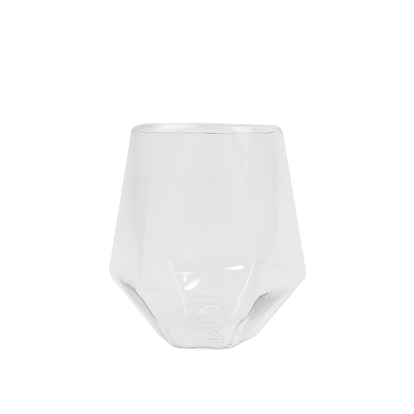 Clear diamond-shaped shatterproof whiskey cup, reusable stemless wine glass.