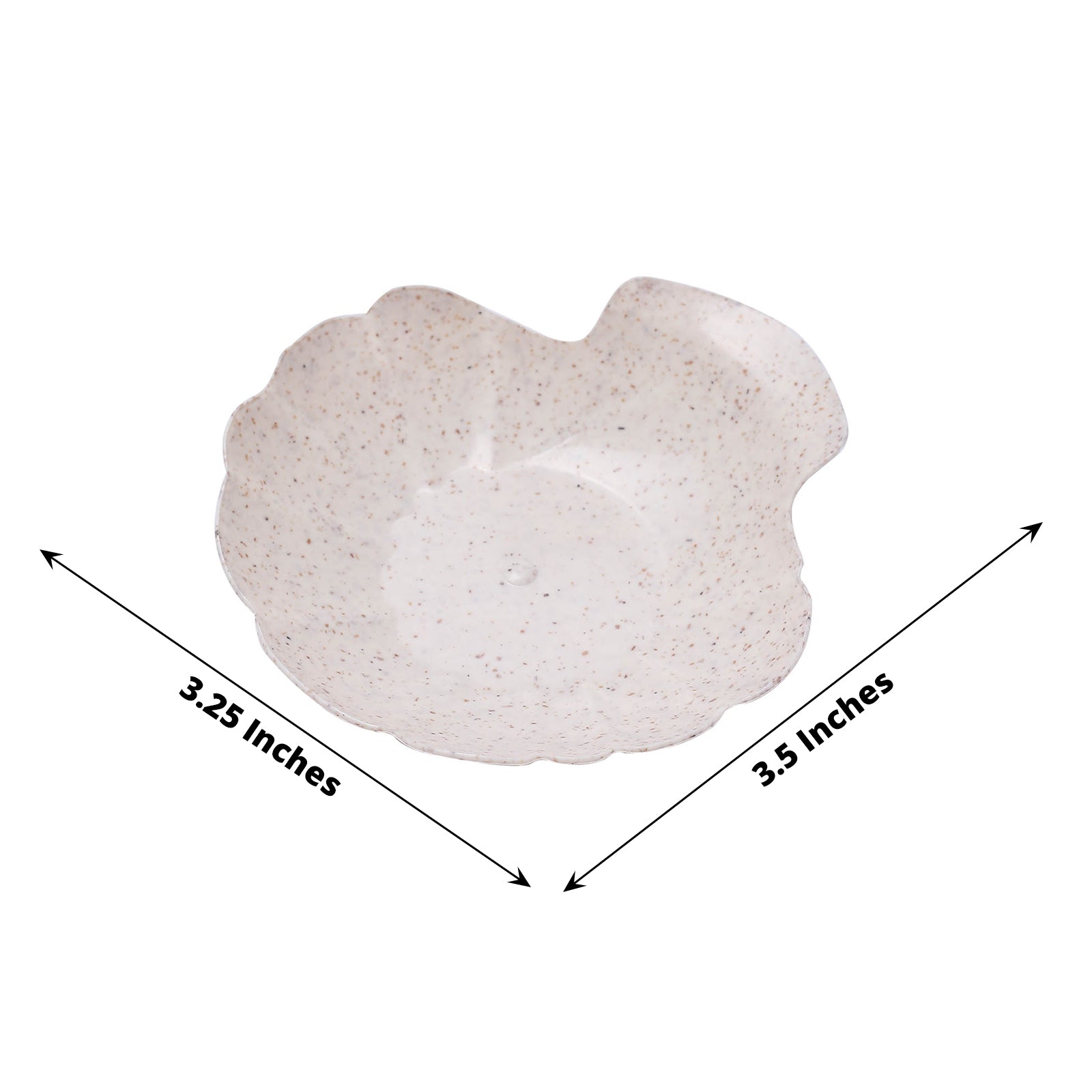 Biodegradable mini sea shell dessert plate in natural wheat straw color.