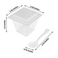 24 Pack | 4oz Clear Plastic Square Dessert Tumbler Cup, Lid and Spoon Set