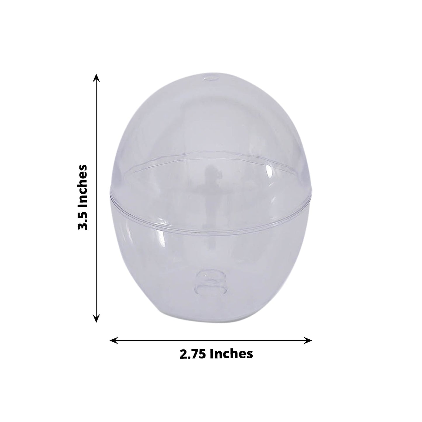Clear mini egg-shaped disposable candy favor cup container with dome lid.
