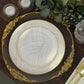 10 Pack | 10inches White And Gold Wave Brush Stroked Plastic Dinner Plates, Disposable Party Plates