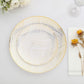 10 Pack | 7" White / Gold Wave Brush Stroked Disposable Salad Plates, Plastic Appetizer Dessert Party Plates