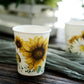 24 Disposable Sunflower Printed Paper Cups 10 Ounce Yellow And White