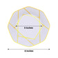 8" white and gold geometric design disposable dessert plate.