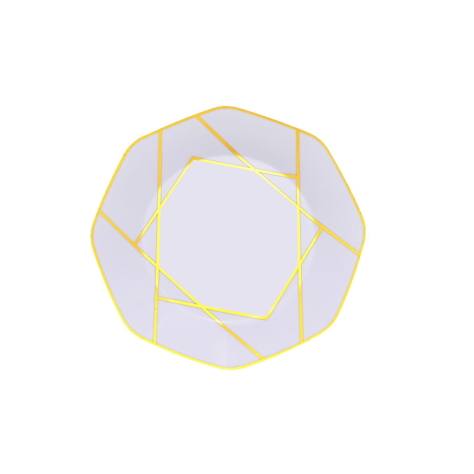8" White and Gold Geometric Design Disposable Dessert Plate