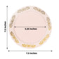 Gold embossed blush plastic appetizer salad plate with scalloped edges, 7.5 inches.