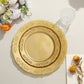 10 Pack | 7.5" Gold Embossed Hard Plastic Dessert Appetizer Plates, Disposable Round Salad Plates With Scalloped Edges