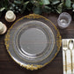 10 Pack | 10inch Clear Hammered Design Plastic Dinner Plates With Gold Rim