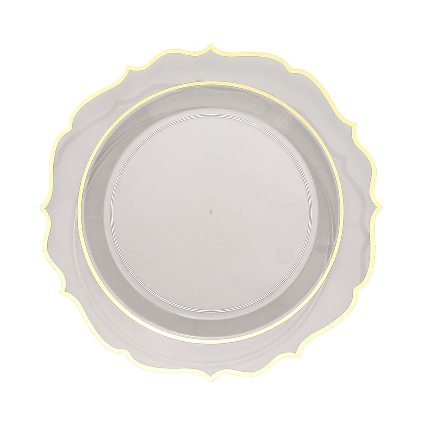 Clear Plastic 8 Inch Plates With Gold Scalloped Rim 10 Pack#whtbkgd