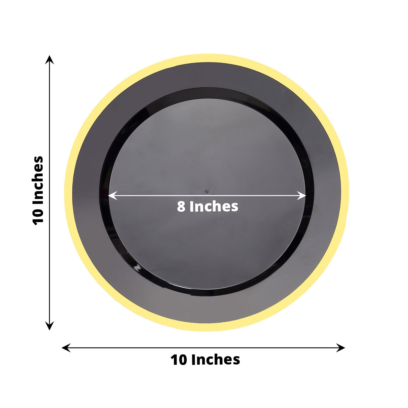 10 Pack 10 Inch Round Regal Black And Gold Plastic Dinner Plates 