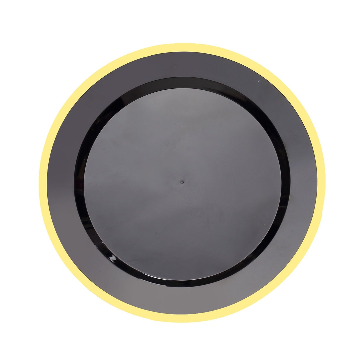 Plastic 10 Inch Round Dinner Plates Regal Black and Gold 10 Pack#whtbkgd 