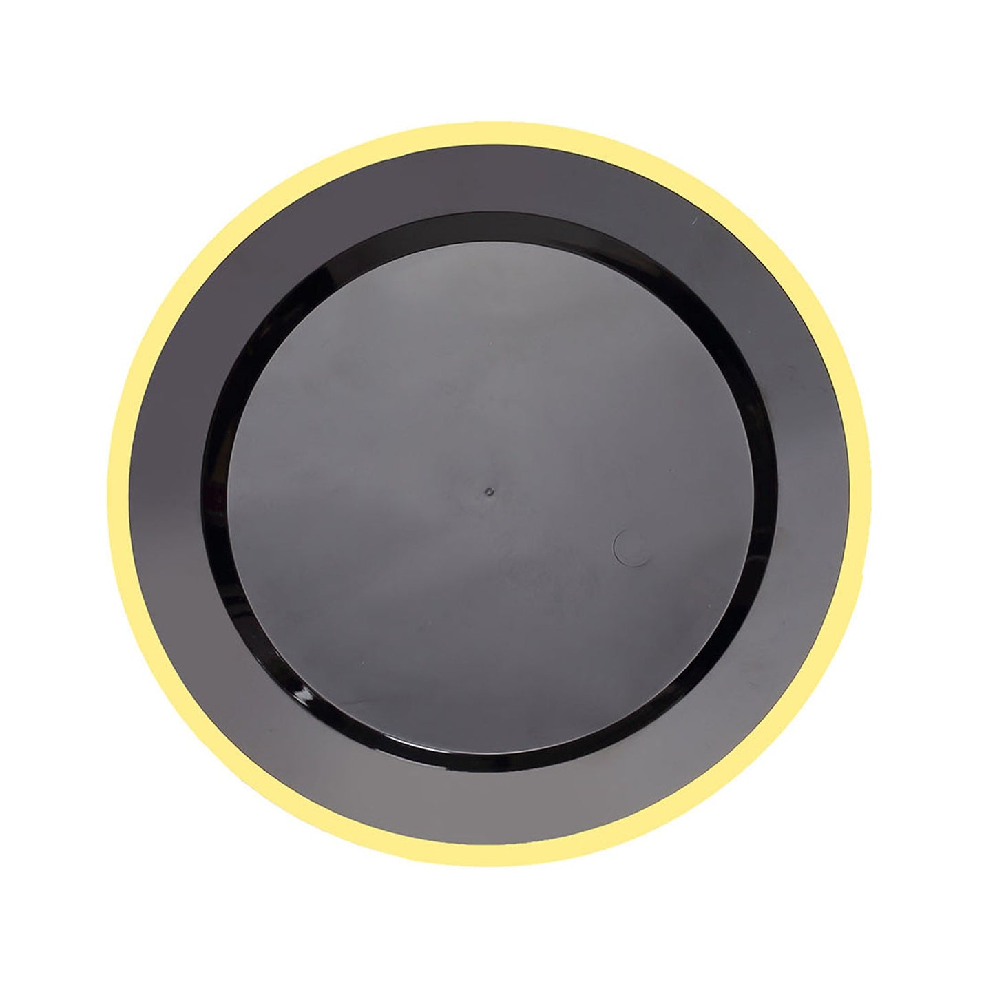 7" Regal Black and Gold Round Plastic Dessert Plate, Disposable Appetizer Salad Plate.