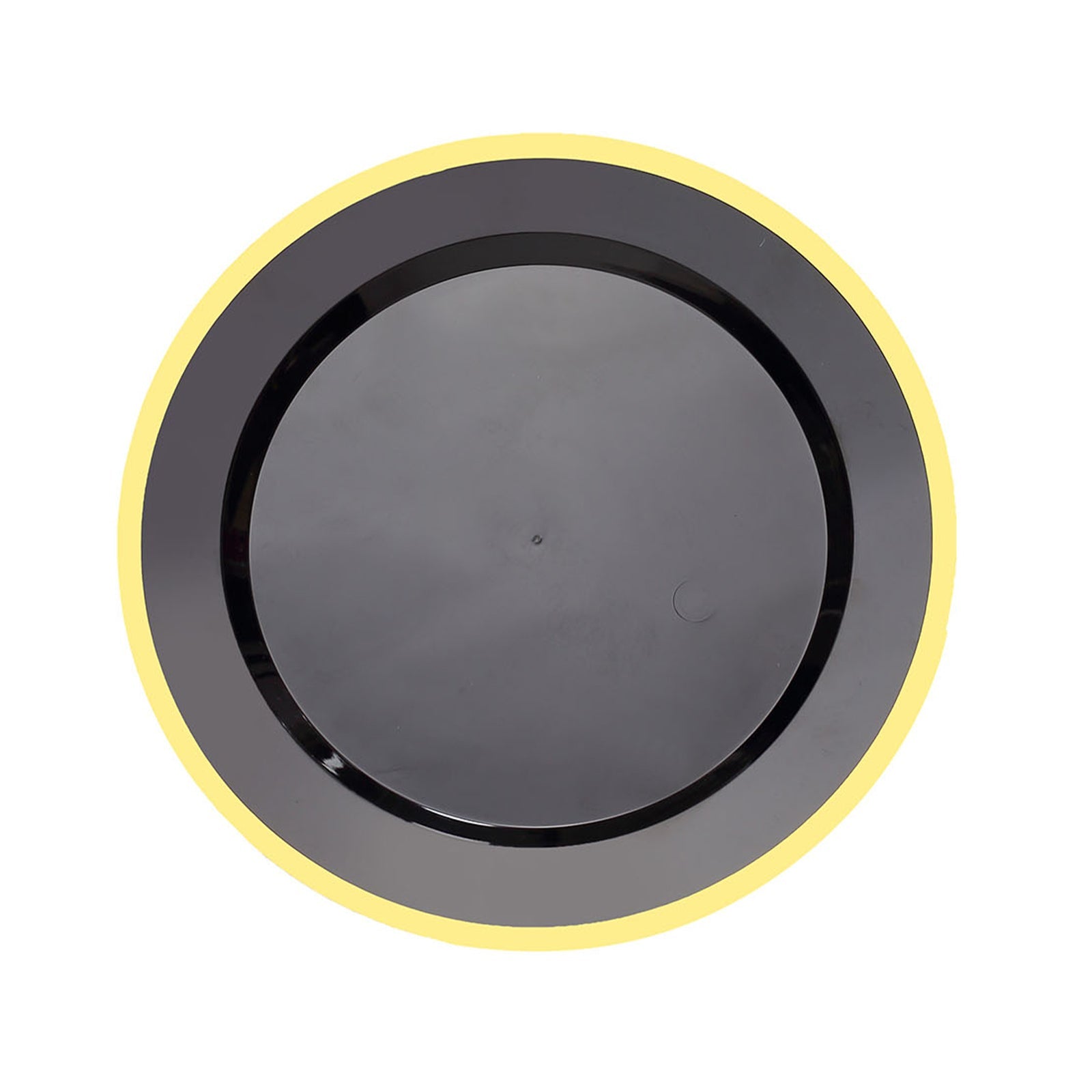 7" Regal Black and Gold Round Plastic Dessert Plate, Disposable Appetizer Salad Plate.