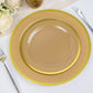 10 Pack | 7" Regal Gold Round Plastic Dessert Plates, Disposable Appetizer Salad Plates