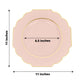 11 Inch Hard Plastic Disposable Blush & Rose Gold Baroque Heavy Duty Dinner Plates with Gold Rim 10 Pack