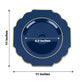 10 Pack Hard Plastic Navy Blue Baroque Dessert Plates with Gold Rim Design 11 Inch