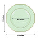 10 Pack | 11inch Sage Green Hard Plastic Baroque Dinner Plates with Gold Rim