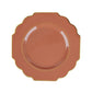 10 Pack | 11inch Terracotta Hard Plastic Baroque Dinner Plates with Gold Rim#whtbkgd