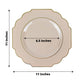 10 Pack | 11inch Taupe Hard Plastic Baroque Dinner Plates with Gold Rim