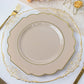 10 Pack | 11inch Taupe Hard Plastic Baroque Dinner Plates with Gold Rim