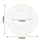 Clear plastic dessert plate with gold rim, 8 inches, disposable tableware.