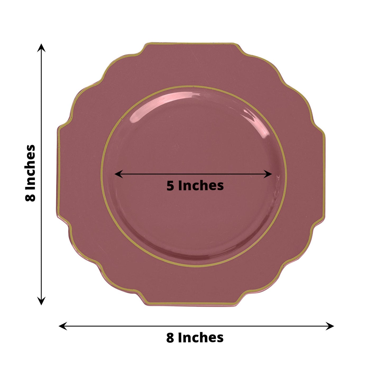 Cinnamon Rose Hard Plastic Dessert Plates With Gold Rim