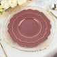 Cinnamon Rose Hard Plastic Dessert Plates With Gold Rim