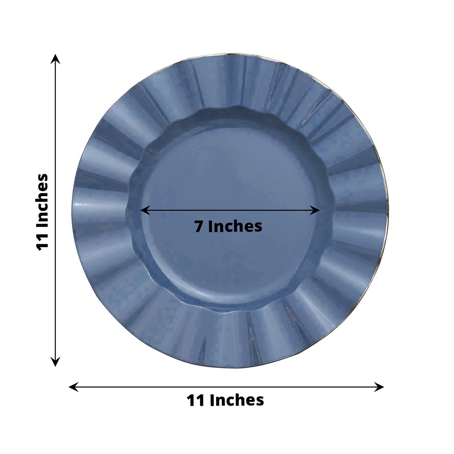 Ocean Blue Plastic & Foil Round Dinner Plates in 11 Inch Size
