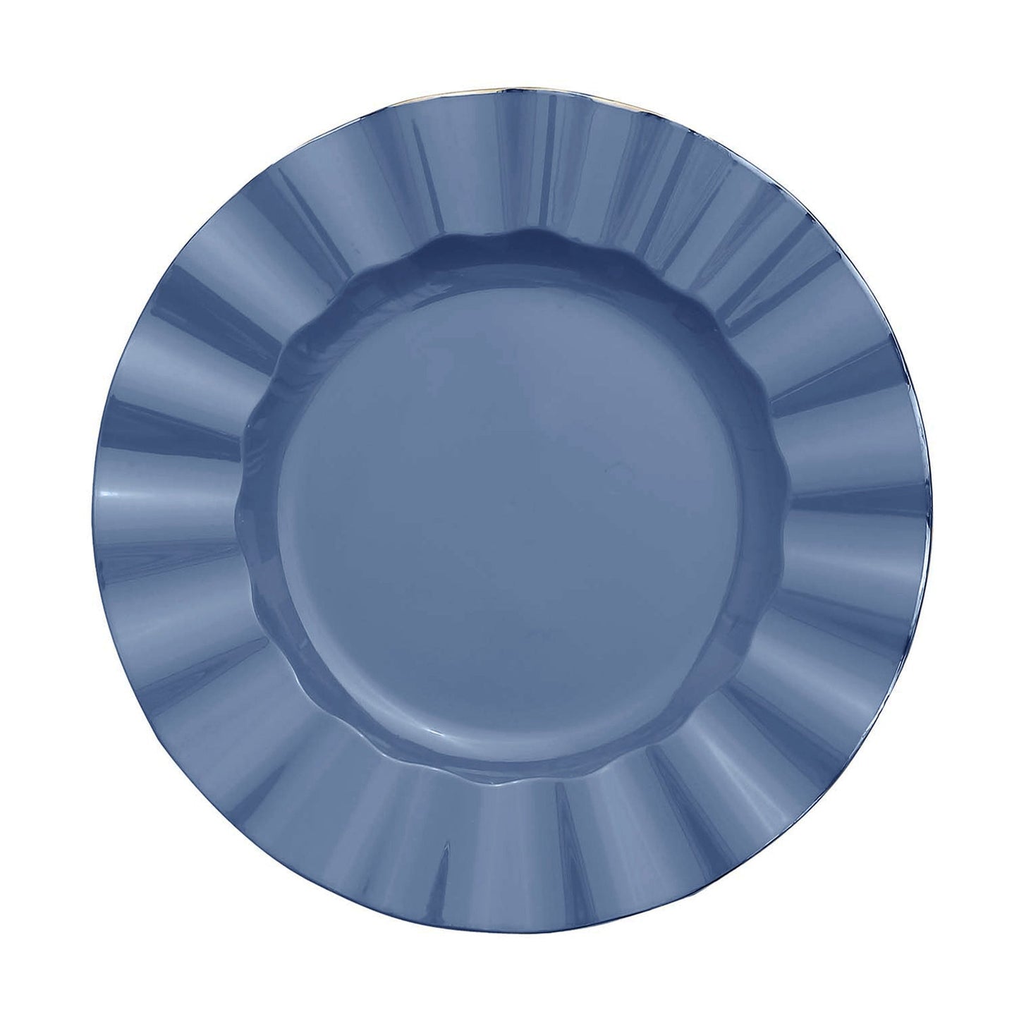Ocean Blue Plastic & Foil Plates With Wide Ruffled Rim 11 Inch Size Round#whtbkgd
