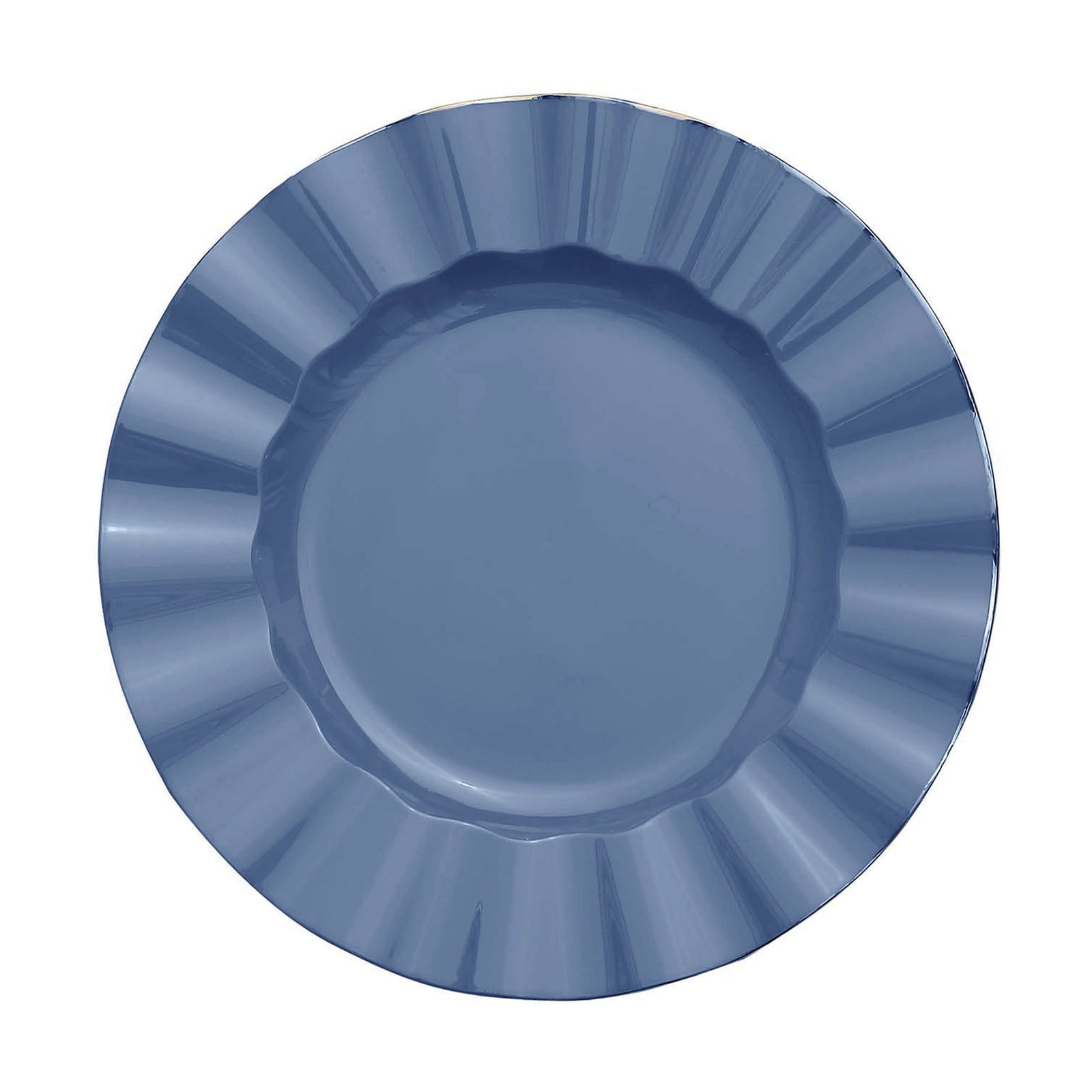 Ocean Blue Plastic & Foil Plates With Wide Ruffled Rim 11 Inch Size Round#whtbkgd