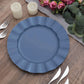 10 Pack | 11" Ocean Blue Disposable Dinner Plates With Gold Ruffled Rim, Round Plastic Party Plates
