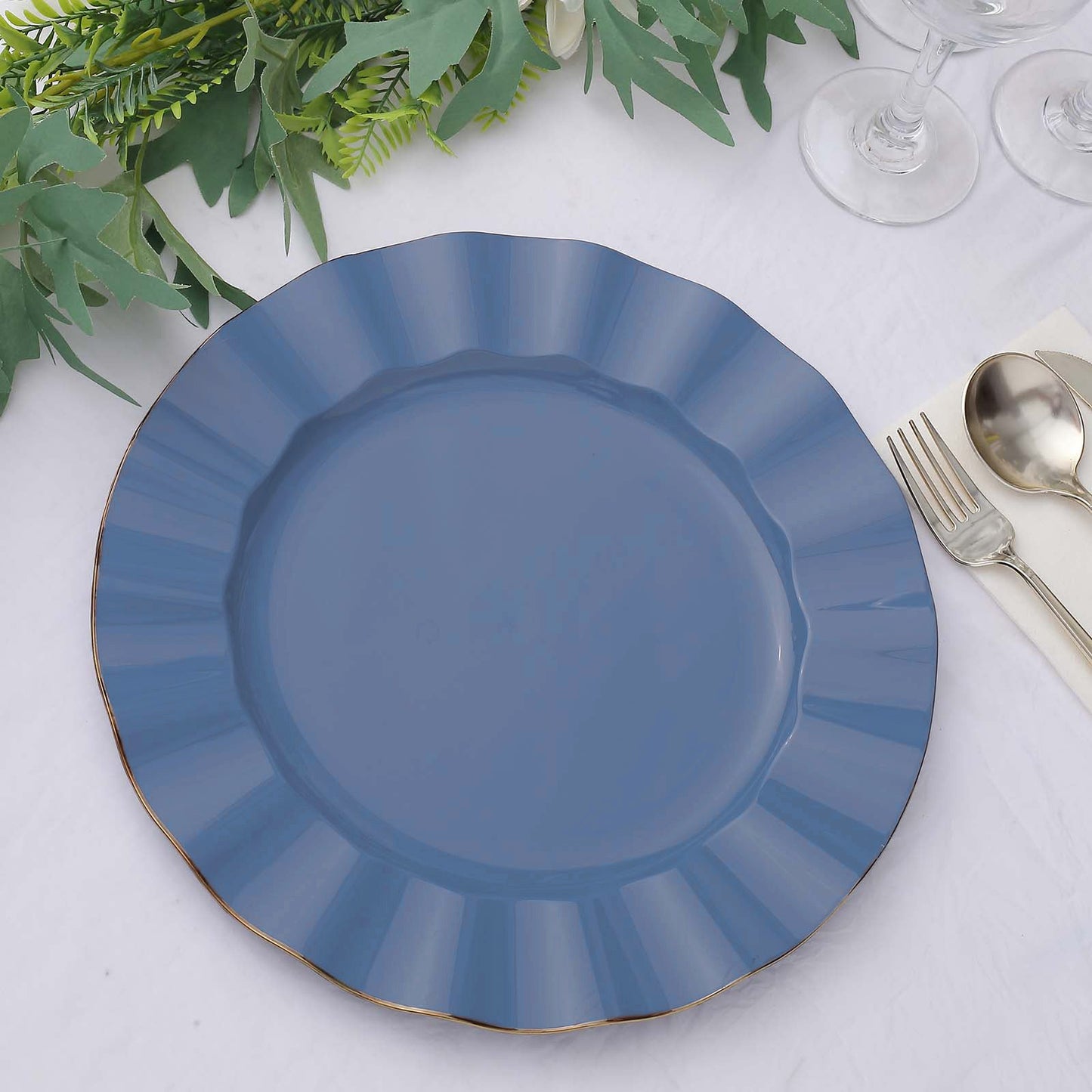Ocean Blue 11 Inch Size Round Plastic & Foil Plates